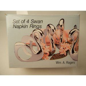 Swan Napkin rings 4 Wm. A. Rogers Silverplate rings 0117307 A, gently preowned